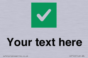 Custom plain background, green square with tick sign